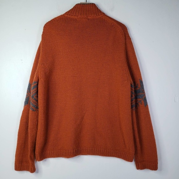 Vintage Y2K Banana Republic Wool Chunky Sweater Zip Neck Men's L Burnt Orange - Picture 5 of 7